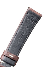 Load image into Gallery viewer, Omega watch strap with brown leather and dark gray interior on a gray background
